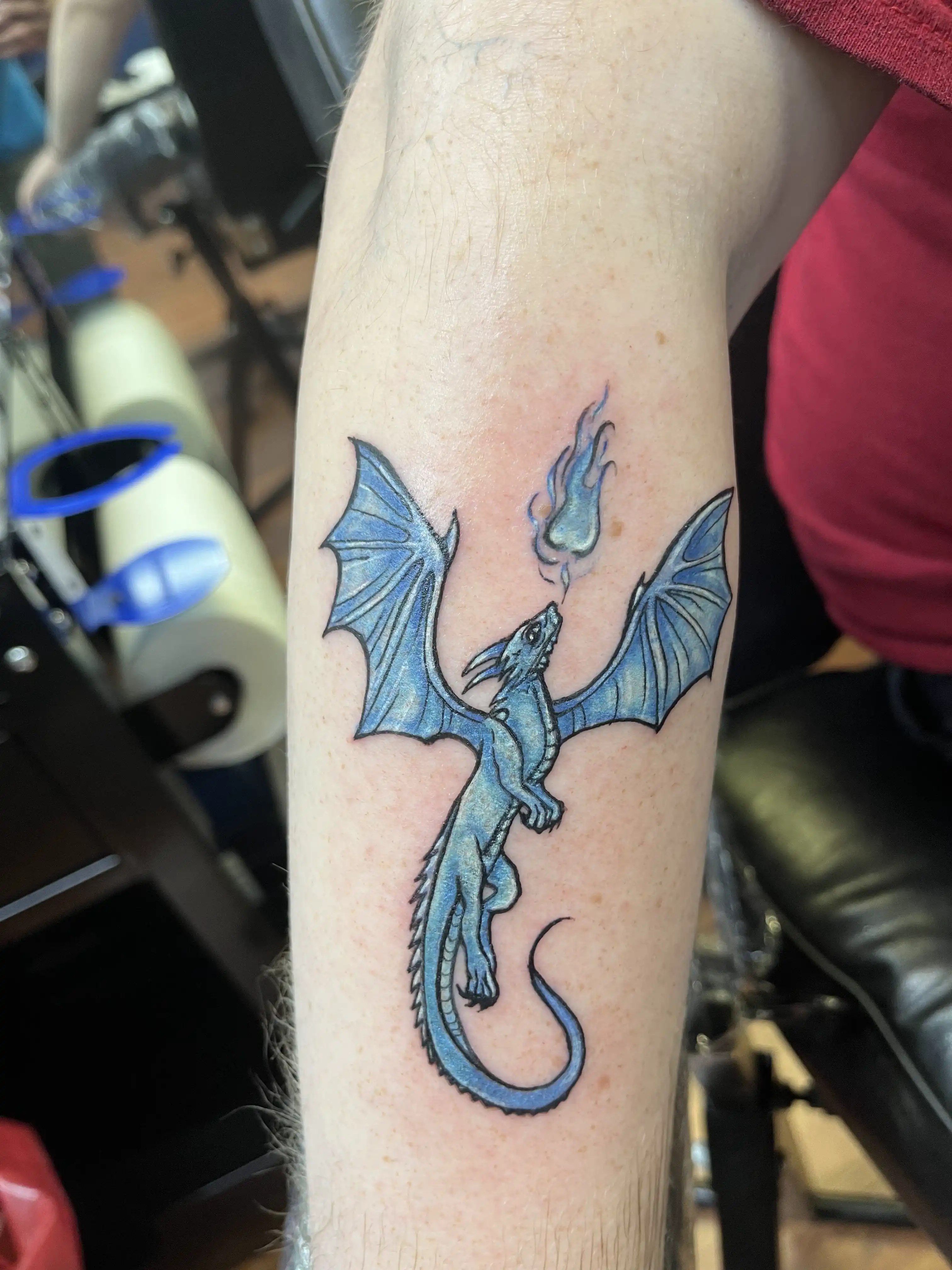 Dragon tattoo Fine Line Tattoos by Rorschach Tattoo Shop and Piercing Studio and Milk District Tattoo Shop Near Me