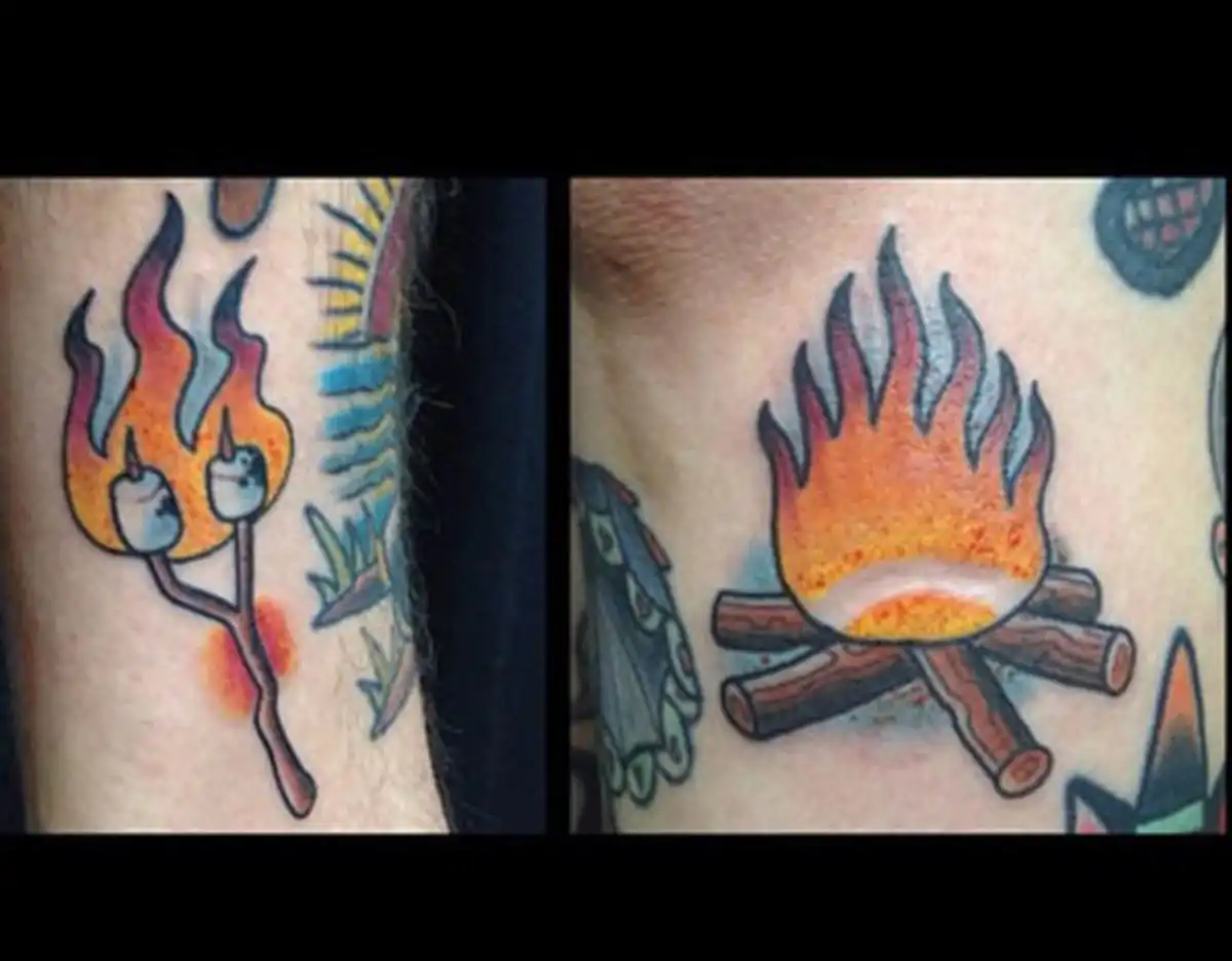 campfire-and-marshmellow-tattoos
