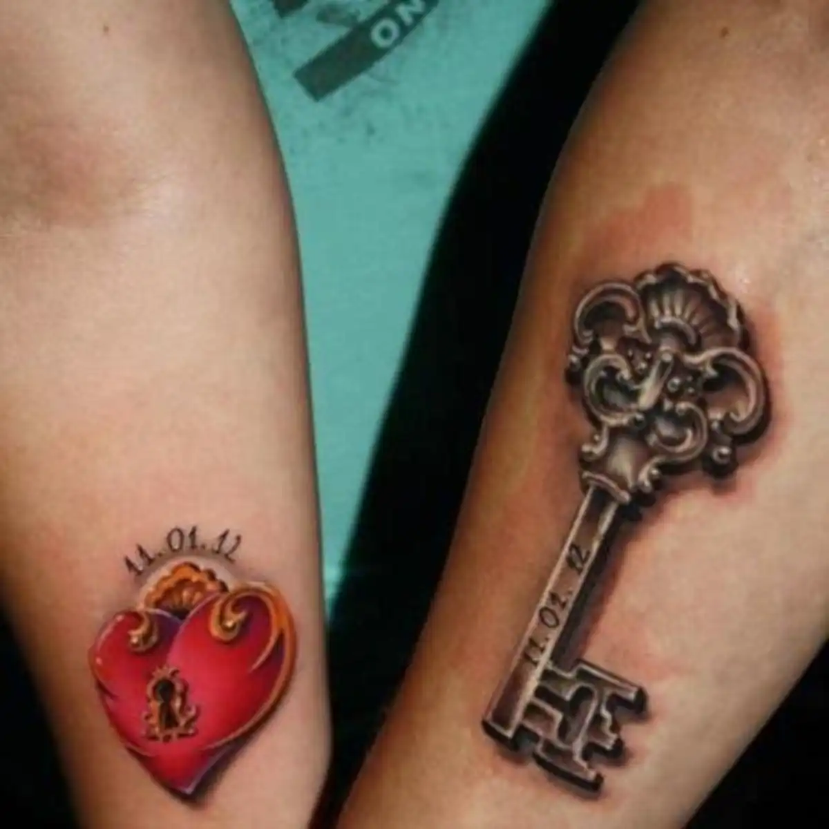 key-and-heart-couples-tattoos